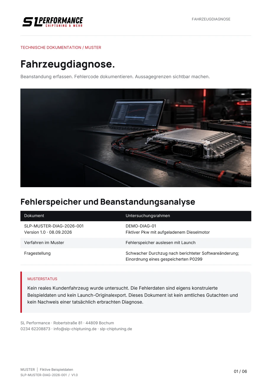 Deckblatt des Fahrzeugdiagnose-Musterberichts